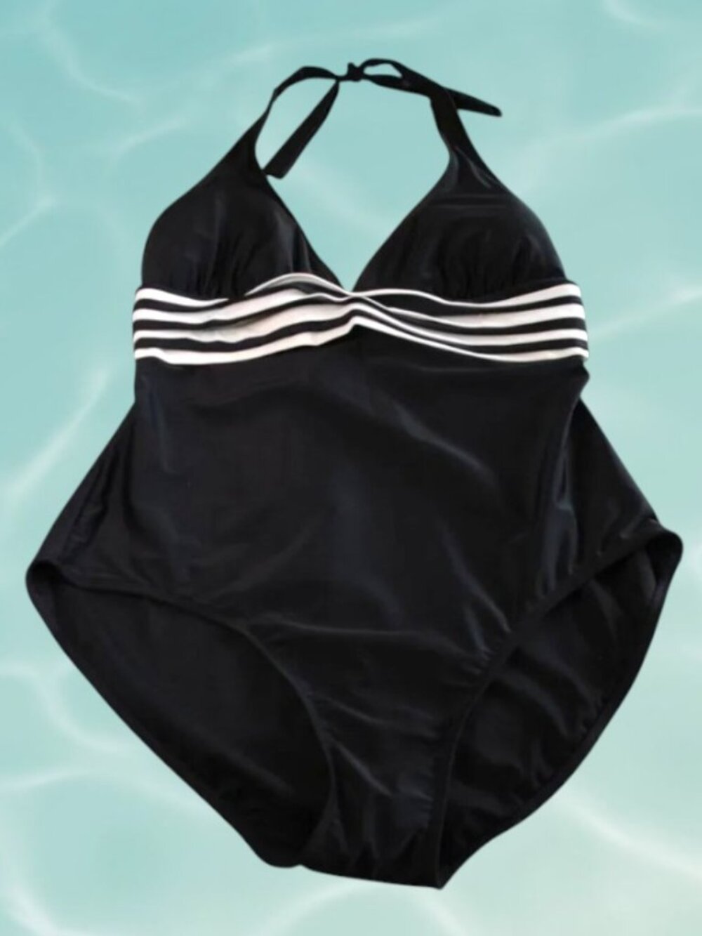 Anne Cole NWT 18 One Piece Swimsuit Black White